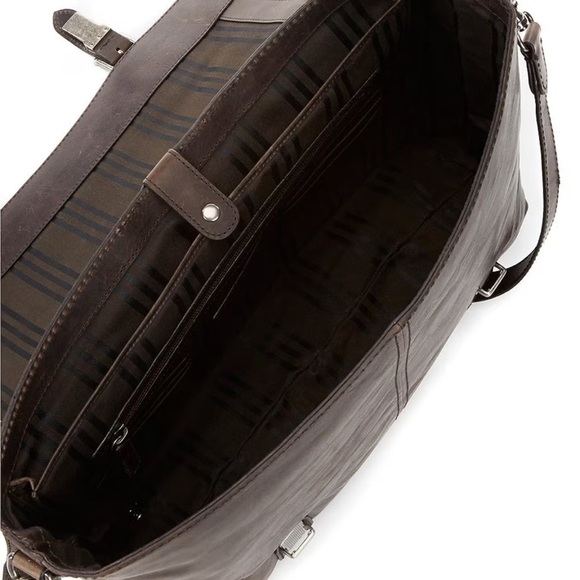 Frye Logan Top Handle Leather Women / Men Briefcase Slate Brown AUTHENTIC NEW - Picture 14 of 15